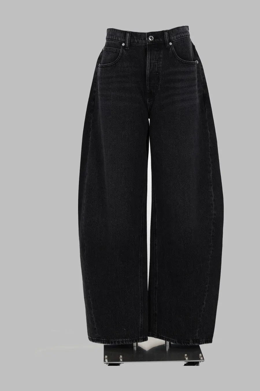 Alexanderwang women’s black high waist wide-leg denim jeans with classic five-pocket design in strass grey color