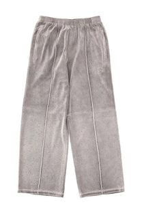 Alexanderwang women’s jogger pants grey in gray velour with subtle speckled texture and white contrast stitching