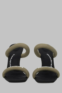 Alexanderwang women’s Sandalo Julie green braided rope sandals with black insole and white Alexanderwang branding