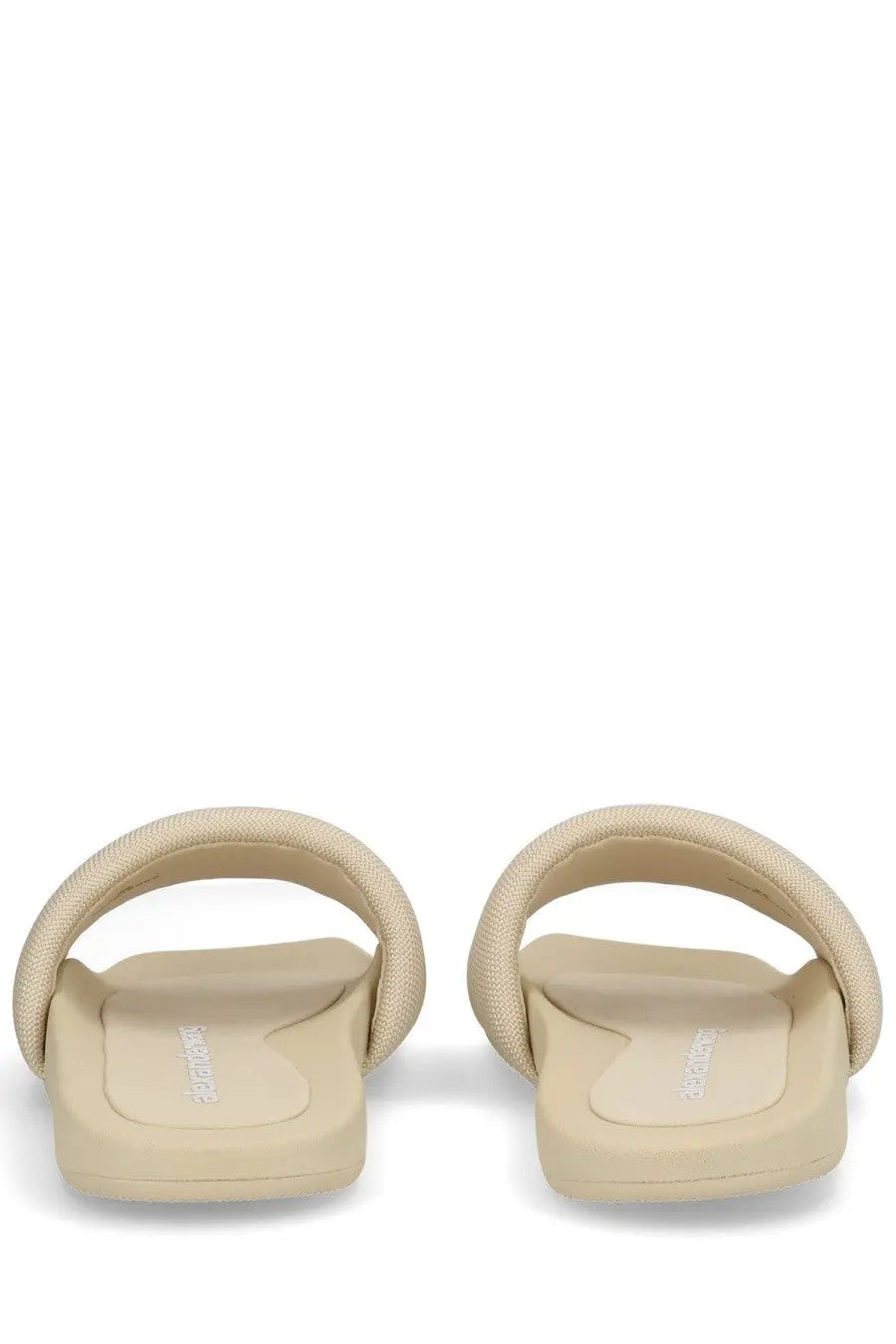 Beige alexanderwang women’s slip on slippers with textured padded strap and matching sole in pink tone