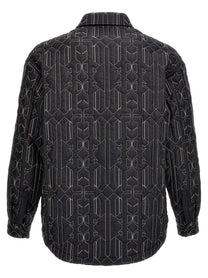 Palm Angels All Monogram Quilted Dover Jacket Grey