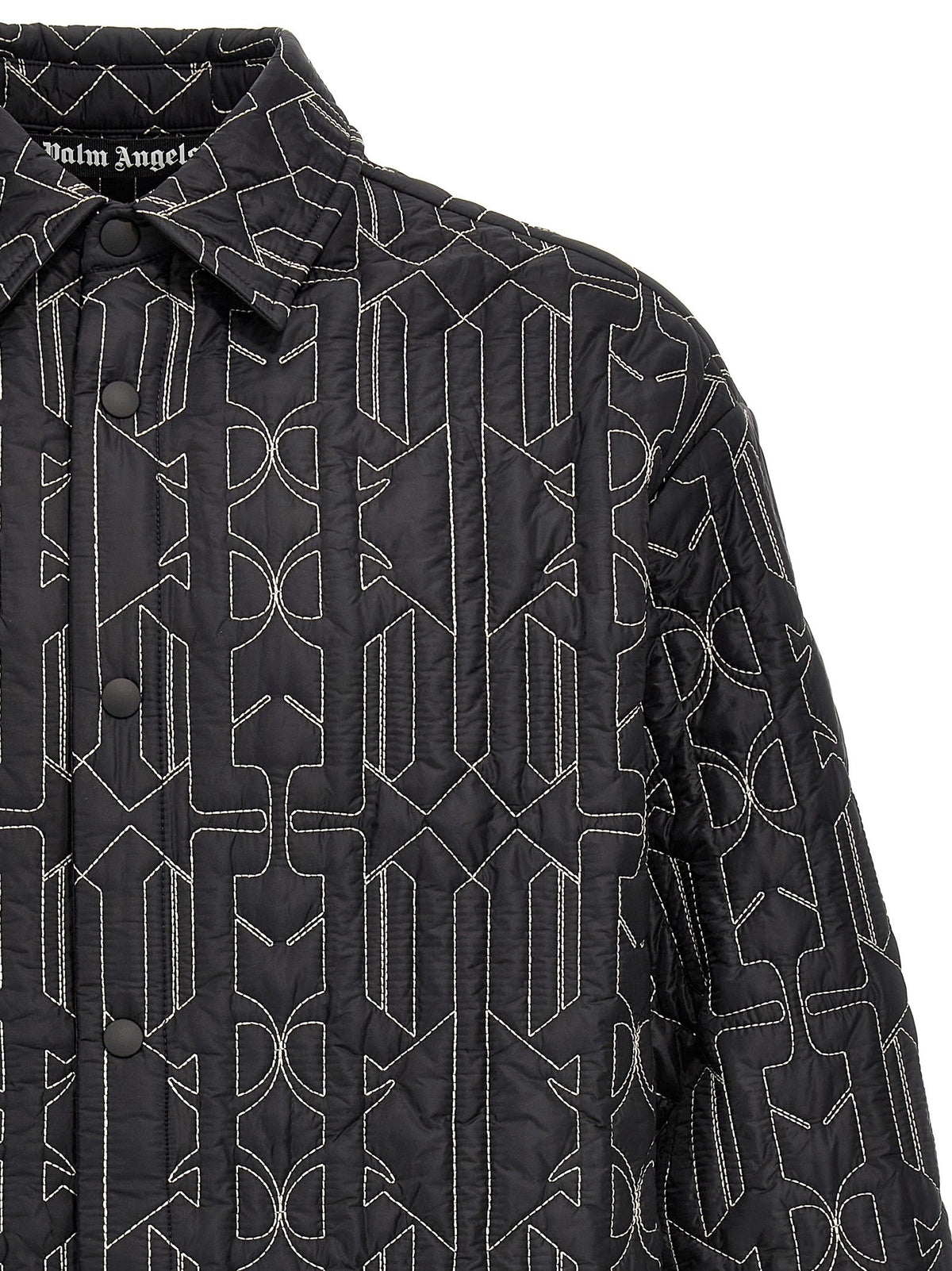 Palm Angels All Monogram Quilted Dover Jacket Grey