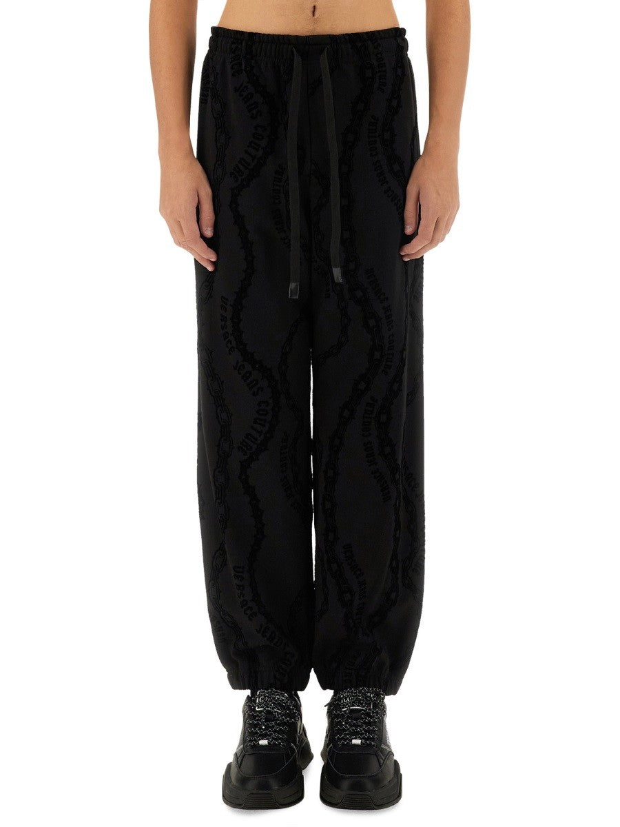 Versace Jeans Couture Men's All over Chain Jogging Pants Black