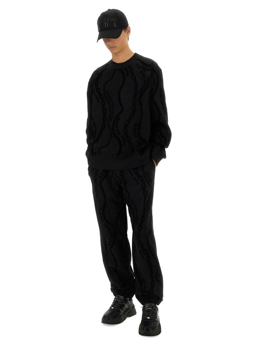 Versace Jeans Couture Men's All over Chain Jogging Pants Black