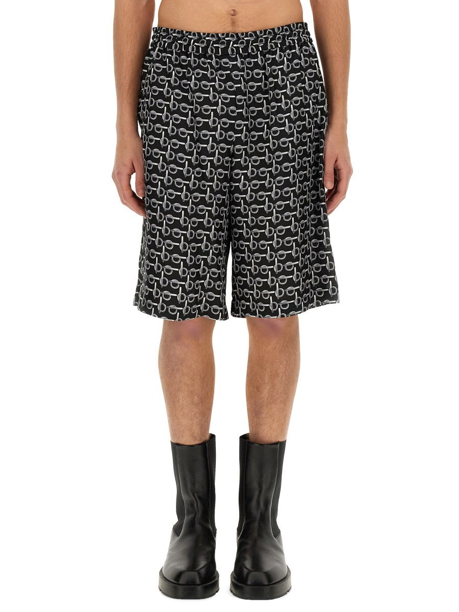 Burberry Men's All over Print Bermuda Shorts Black Burberry