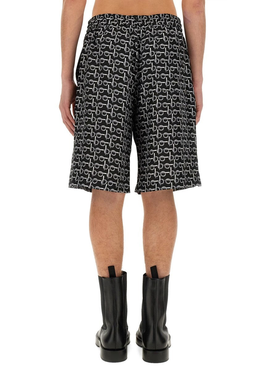Burberry Men's All over Print Bermuda Shorts Black Burberry