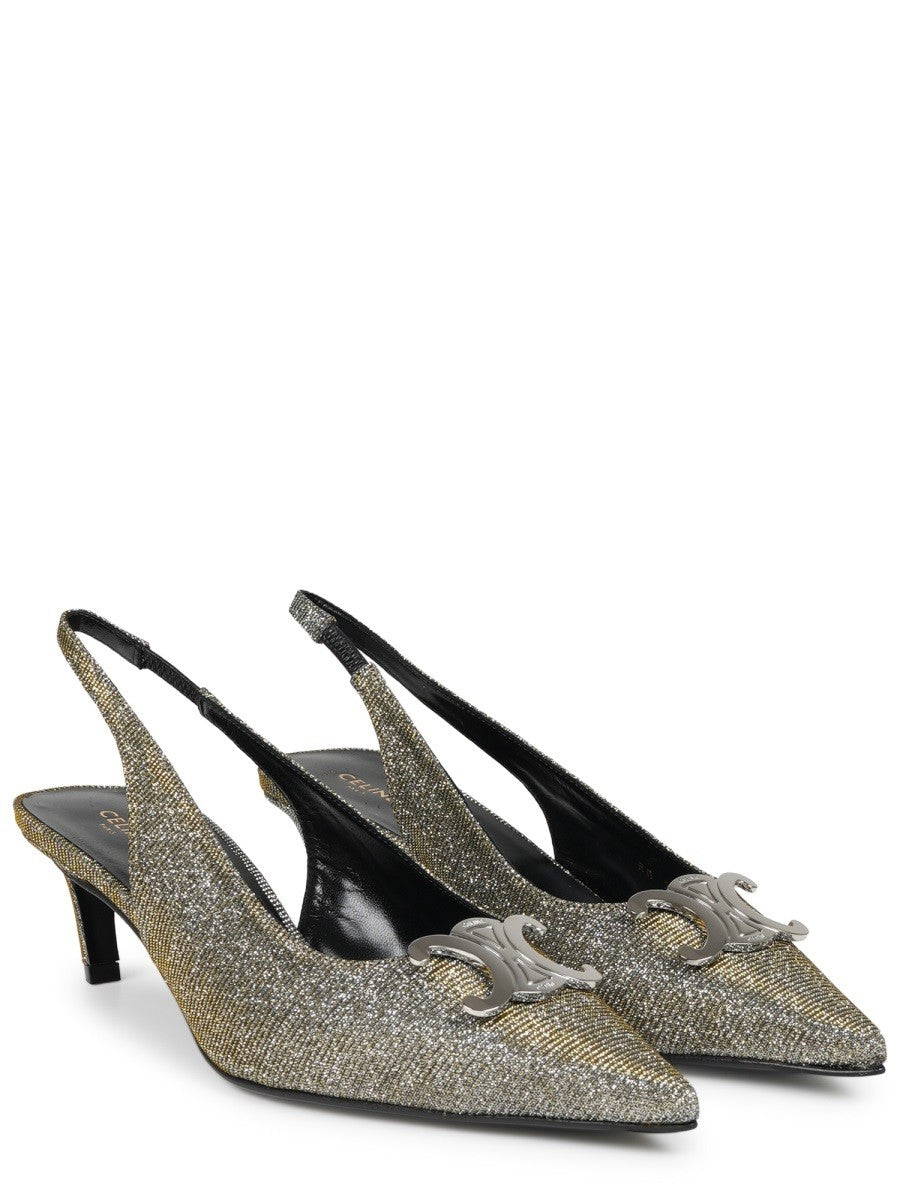 Celine Women's Alma Triomphe Iridescend Slingback Silver