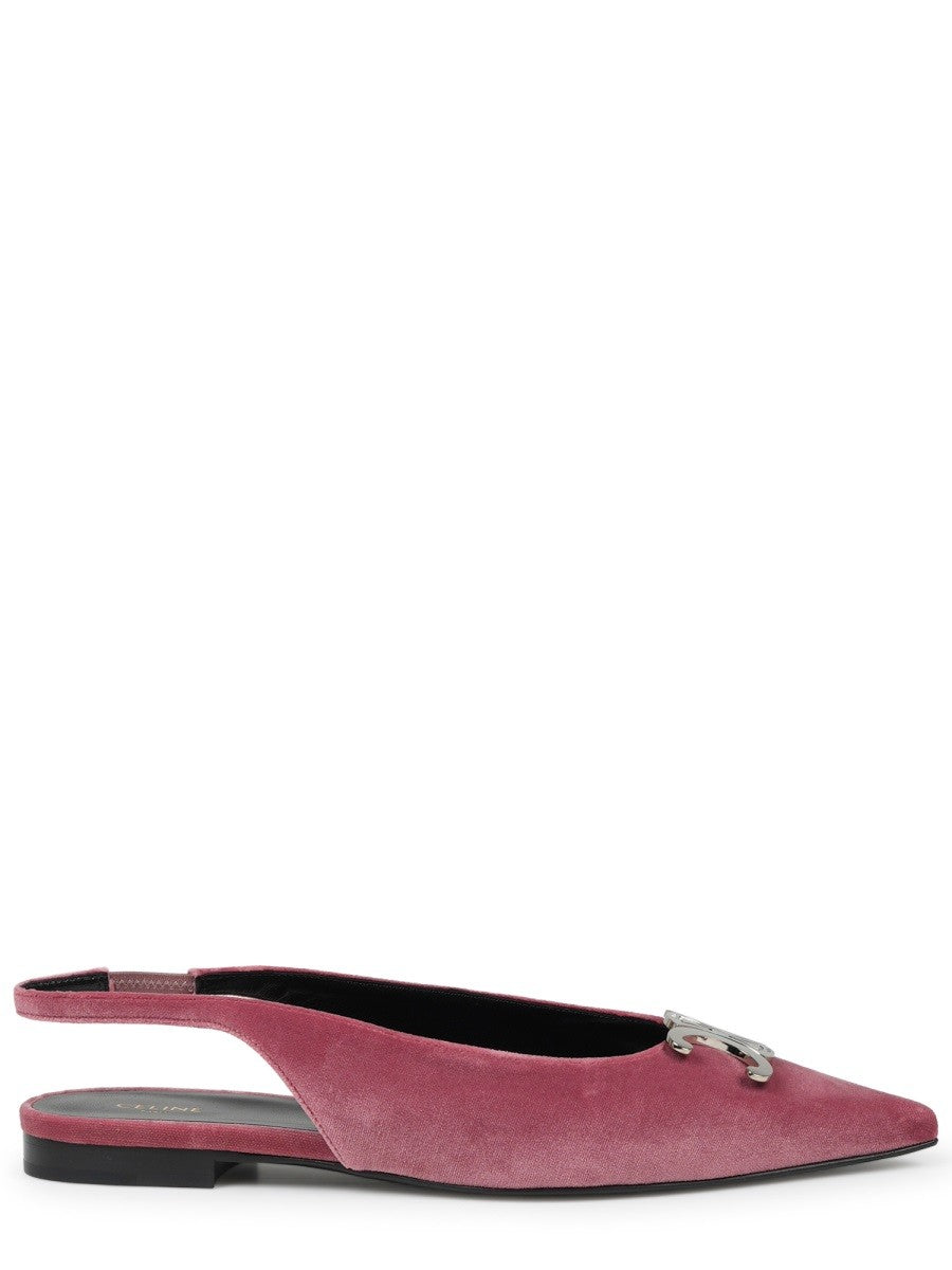 Celine Women's Alma Triomphe Velvet Flat Slingback Multicolor