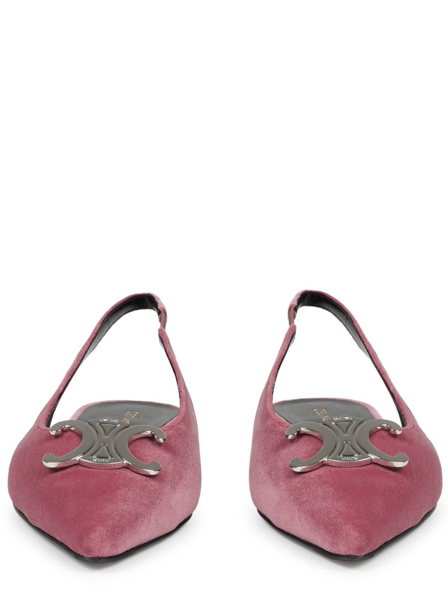 Celine Women's Alma Triomphe Velvet Flat Slingback Multicolor, view 3
