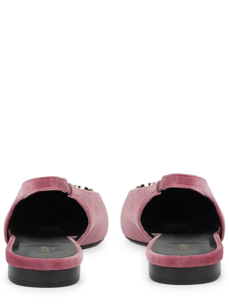 Celine Women's Alma Triomphe Velvet Flat Slingback Multicolor