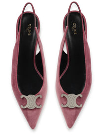 Celine Women's Alma Triomphe Velvet Flat Slingback Multicolor