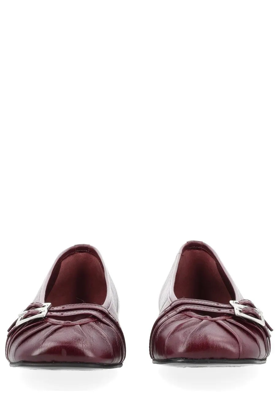 Aloha women’s ballerina cendana red burgundy leather flats with silver buckle accents for stylish comfort