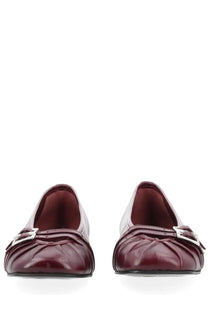 Aloha women’s ballerina cendana red burgundy leather flats with silver buckle accents for stylish comfort