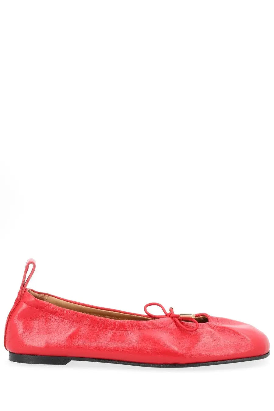 Alohas women’s ballerina Rosalind red bright red leather ballet flat with small bow and heel pull tab