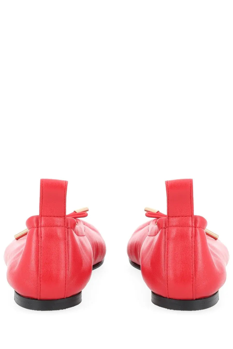 Alohas women’s ballerina Rosalind red leather flats with gold-tone bow accents perfect for casual wear