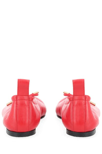 Alohas women’s ballerina Rosalind red leather flats with gold-tone bow accents perfect for casual wear