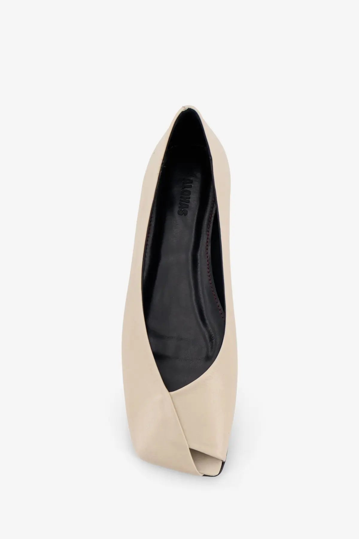 Alohas women’s katia leather ballerinas white beige peep-toe pump with sleek minimalist design and smooth leather finish