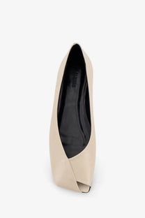 Alohas women’s katia leather ballerinas white beige peep-toe pump with sleek minimalist design and smooth leather finish
