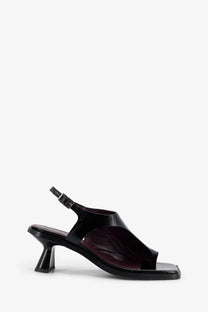 Alohas women’s mahina black leather sandal with square toe low block heel and adjustable ankle strap