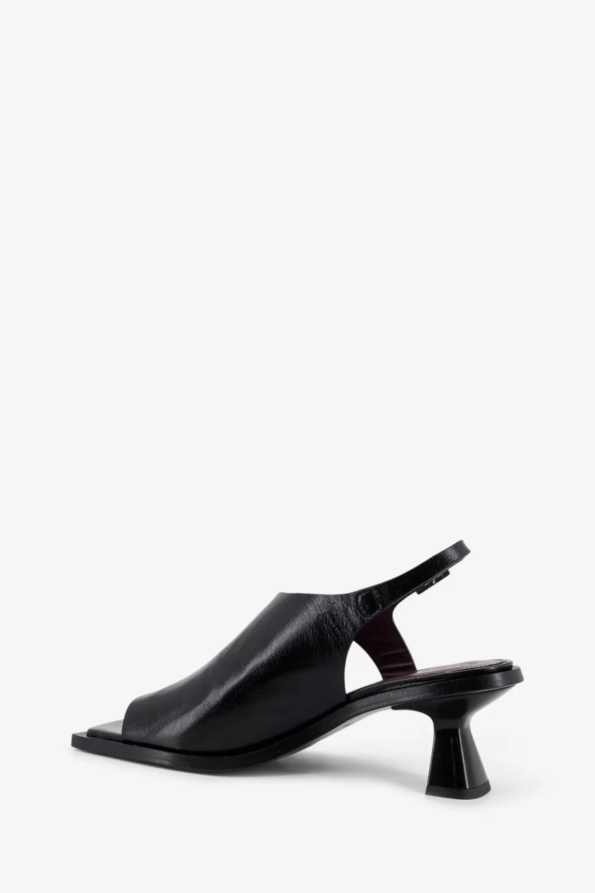 Alohas women’s mahina black leather slingback sandal with square toe and chunky block heel