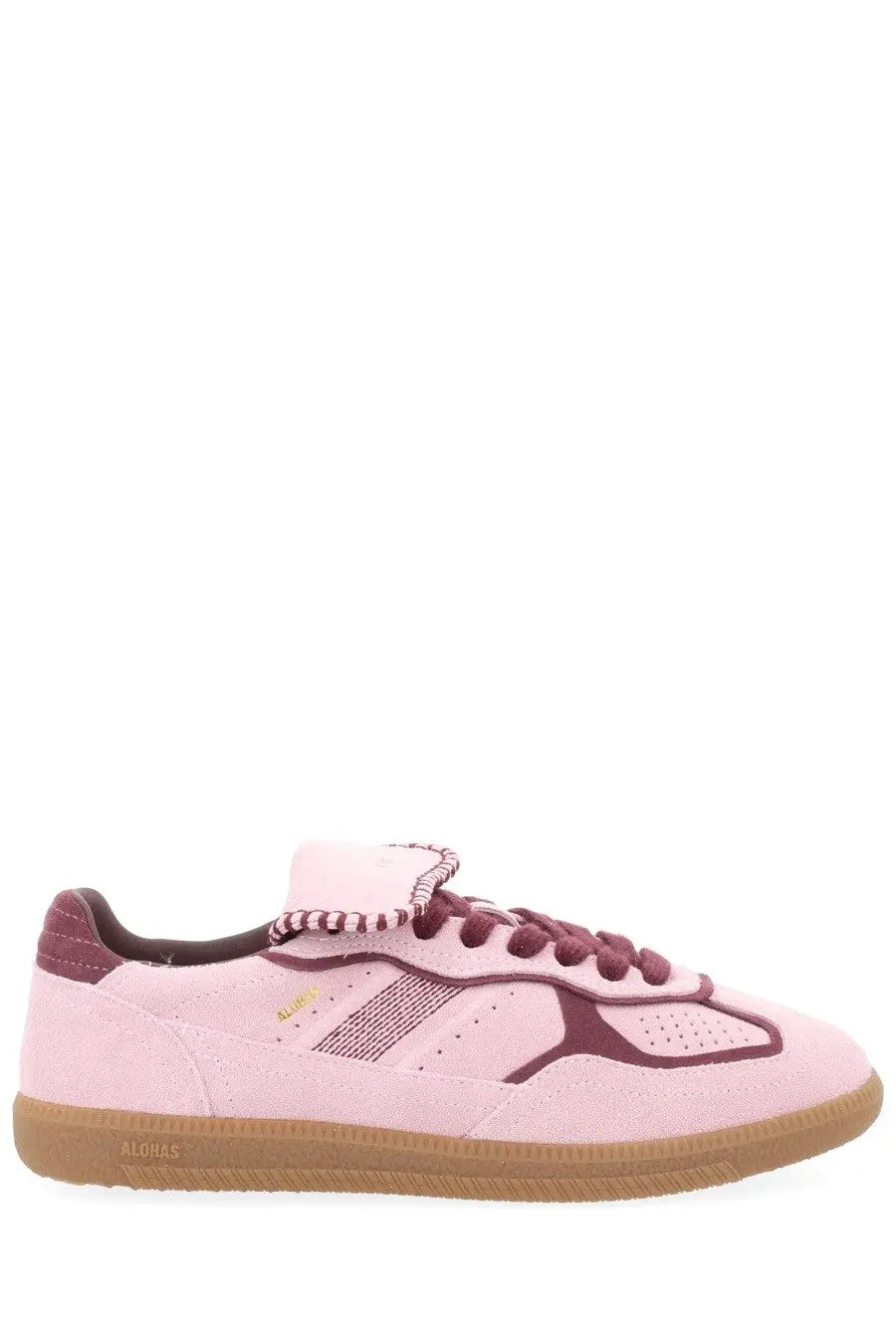 Alohas women’s sneaker tb490 club blue featuring pink suede with maroon accents and gum rubber sole