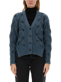 Mila Schön Women's Alpaca Cardigan Blue