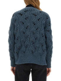 Mila Schön Women's Alpaca Cardigan Blue