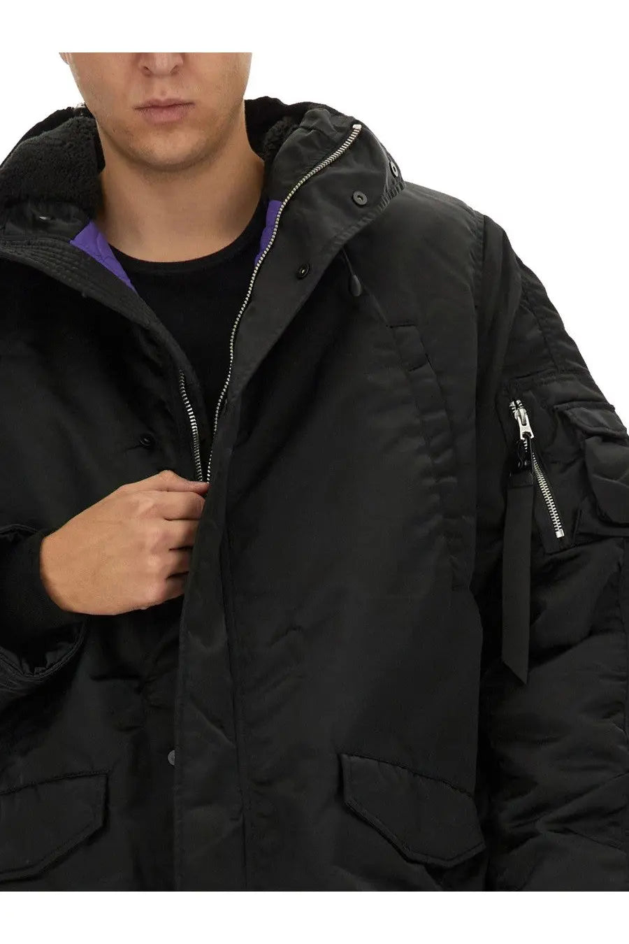 Alpha Industries Unisex Long Bomber Jacket Black, view 4