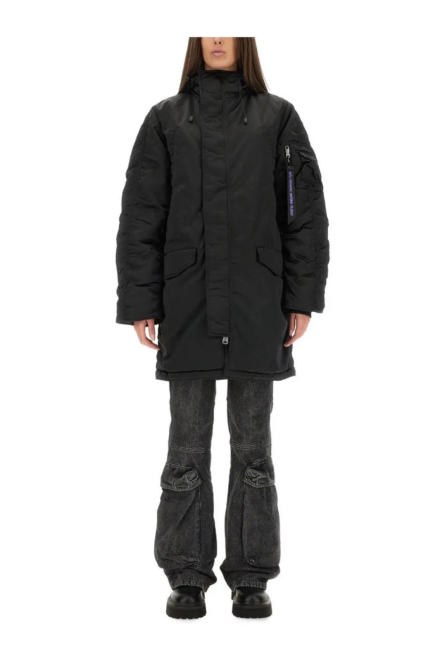 Alpha Industries Unisex Long Bomber Jacket Black, view 5
