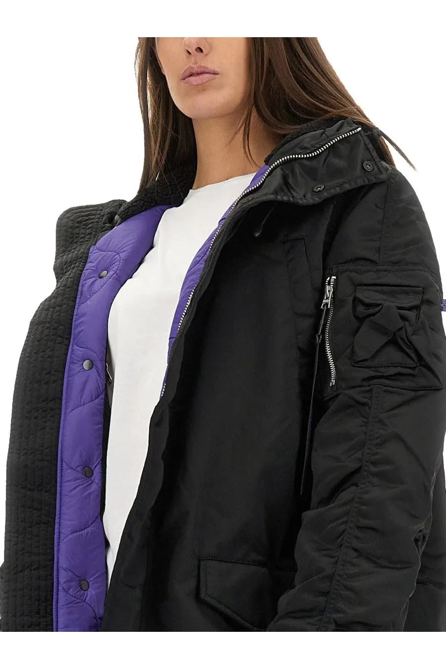 Alpha Industries Unisex Long Bomber Jacket Black, view 8