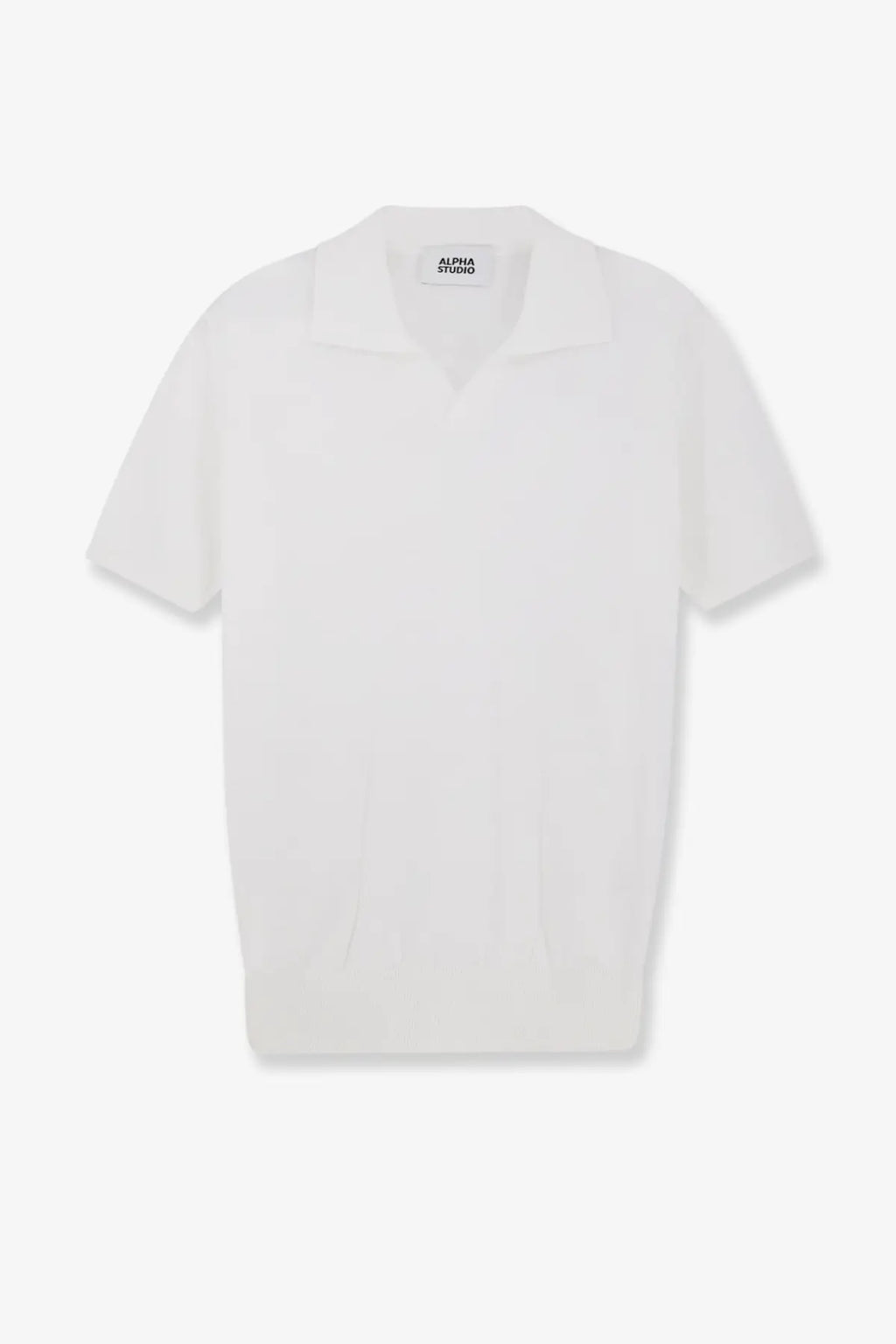 Alpha-studio men’s white cotton polo shirt with short sleeves and a clean minimalist design