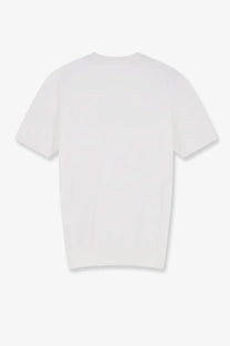 Alpha-Studio men’s white cotton short-sleeved t-shirt with a simple minimalist design front view