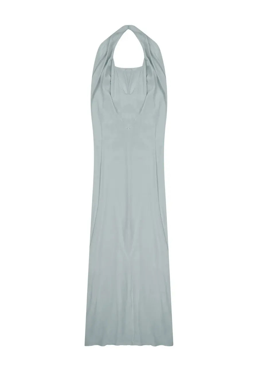 Alysi women’s light blue halter neck maxi dress with smooth flowing fabric and subtle vertical seams