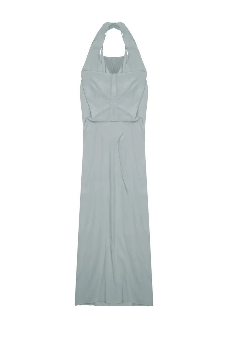 Alysi women’s abito lungo con scollo grey sleek light gray halter neck maxi dress with fitted bodice and flowing skirt