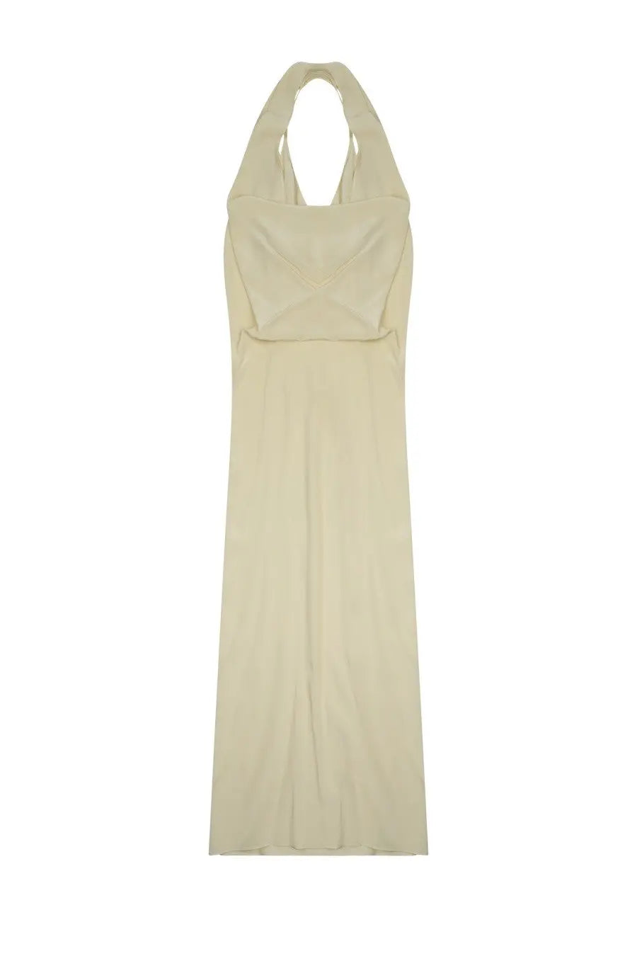 Alysi women’s abito lungo con scollo yellow flowing off-white halter neck maxi dress with lightweight fabric and gathered bodice