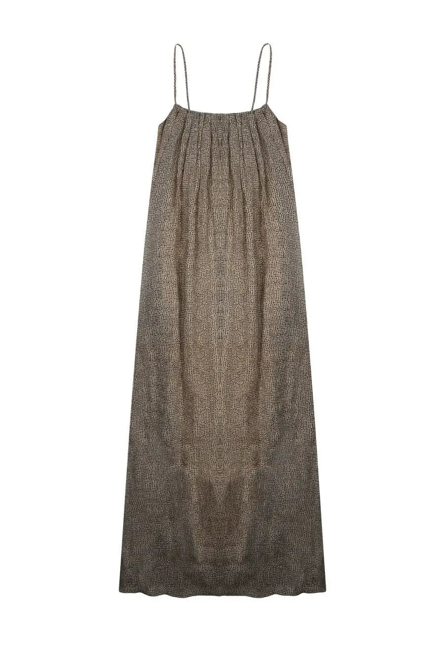 Alysi women’s abito lungo pois brown long shimmering taupe dress with subtle textured pattern and delicate straps