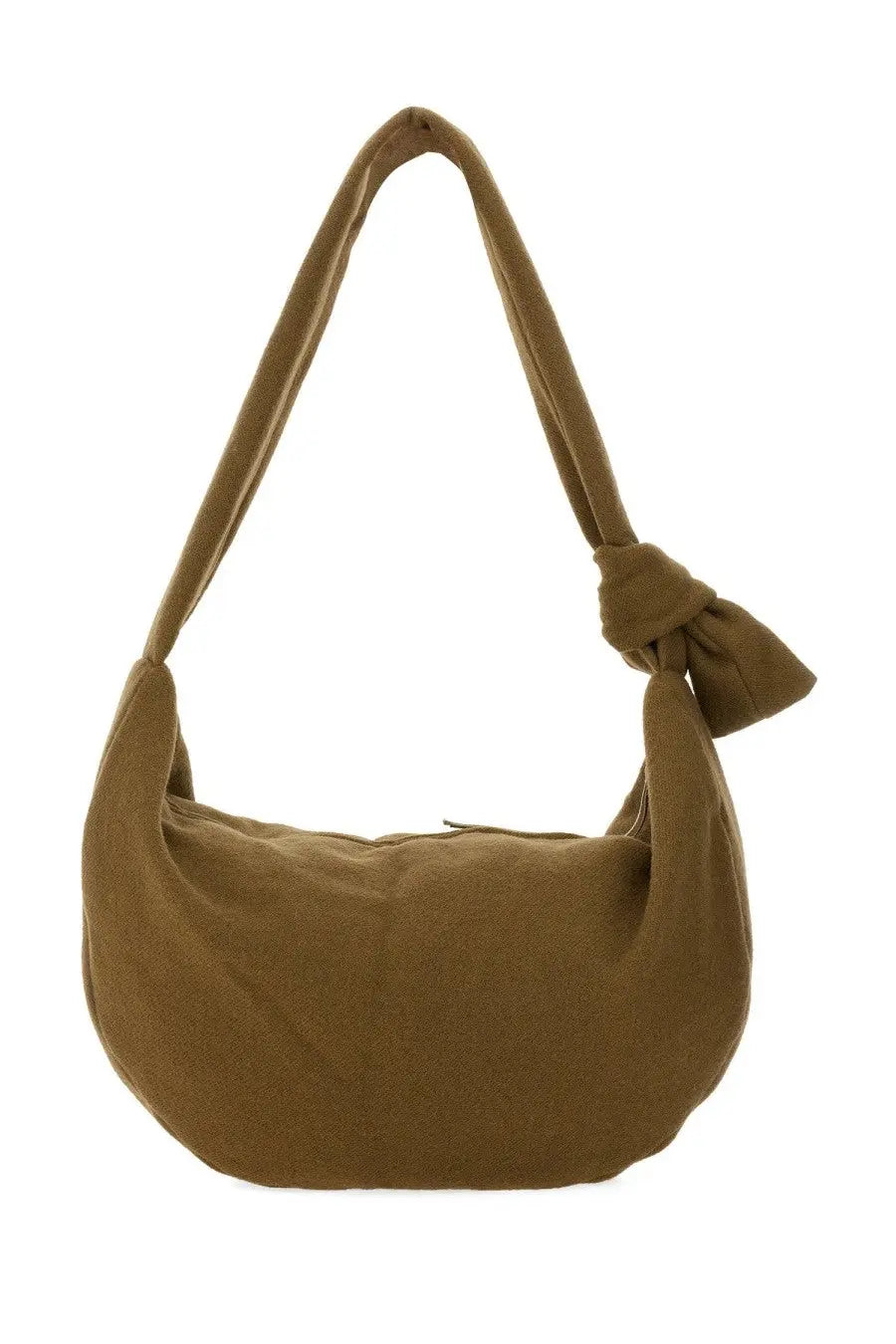 Alysi women’s soft olive green fabric shoulder bag with a knotted strap detail for stylish everyday use