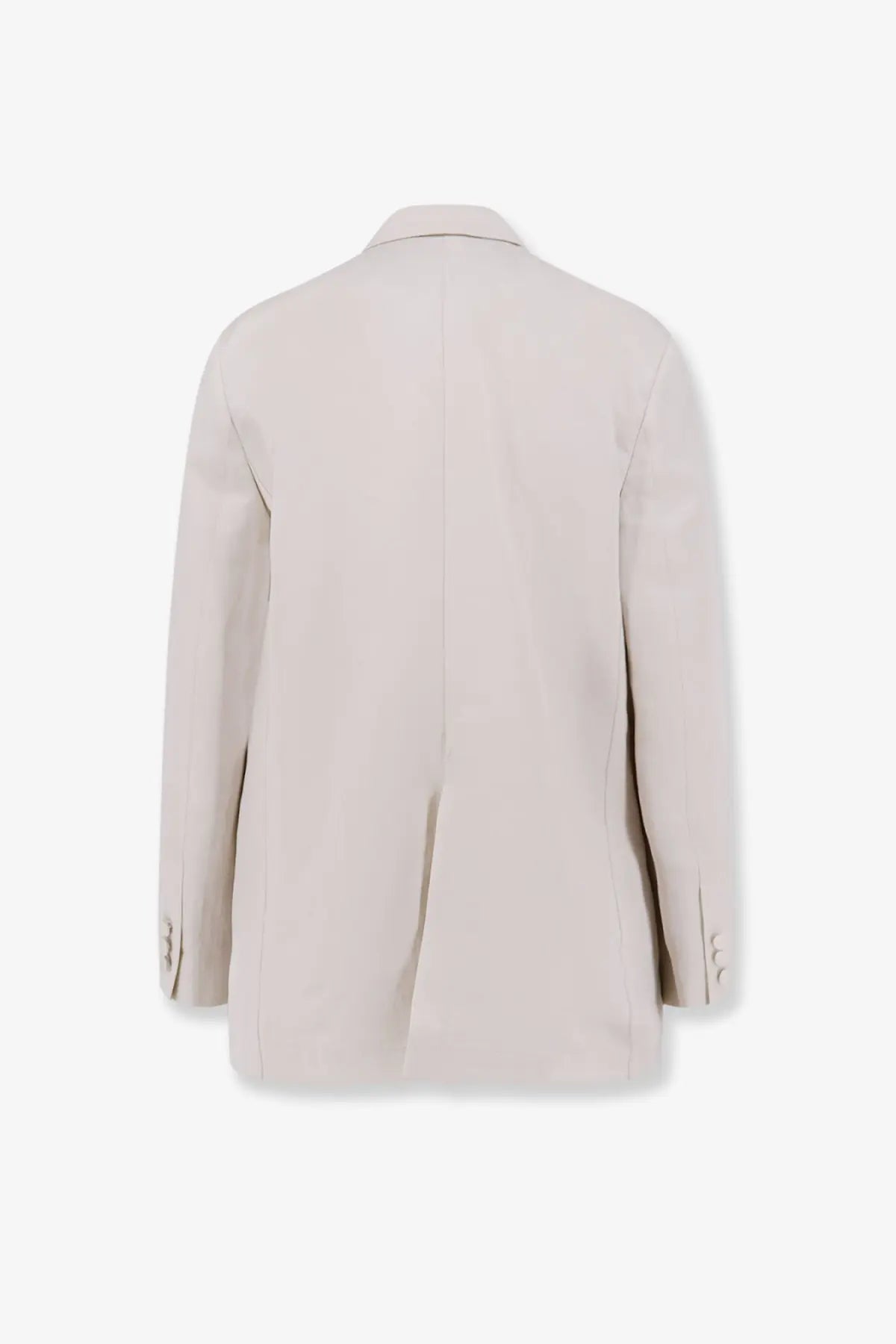 Alysi women’s double breasted off-white blazer with tailored fit and subtle stitching in lyocell and linen gesso fabric