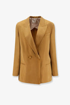 Alysi Women's Double Breasted Lyocell and Linen Blazer OLIO