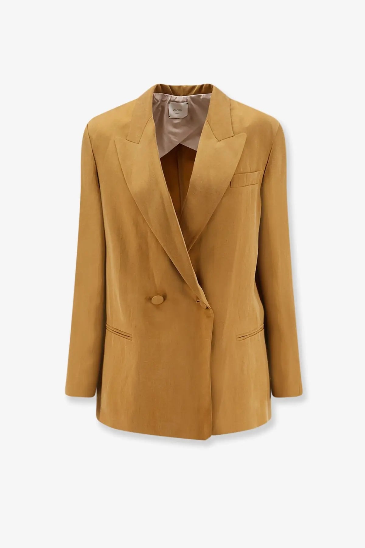 Alysi Women's Double Breasted Lyocell and Linen Blazer OLIO