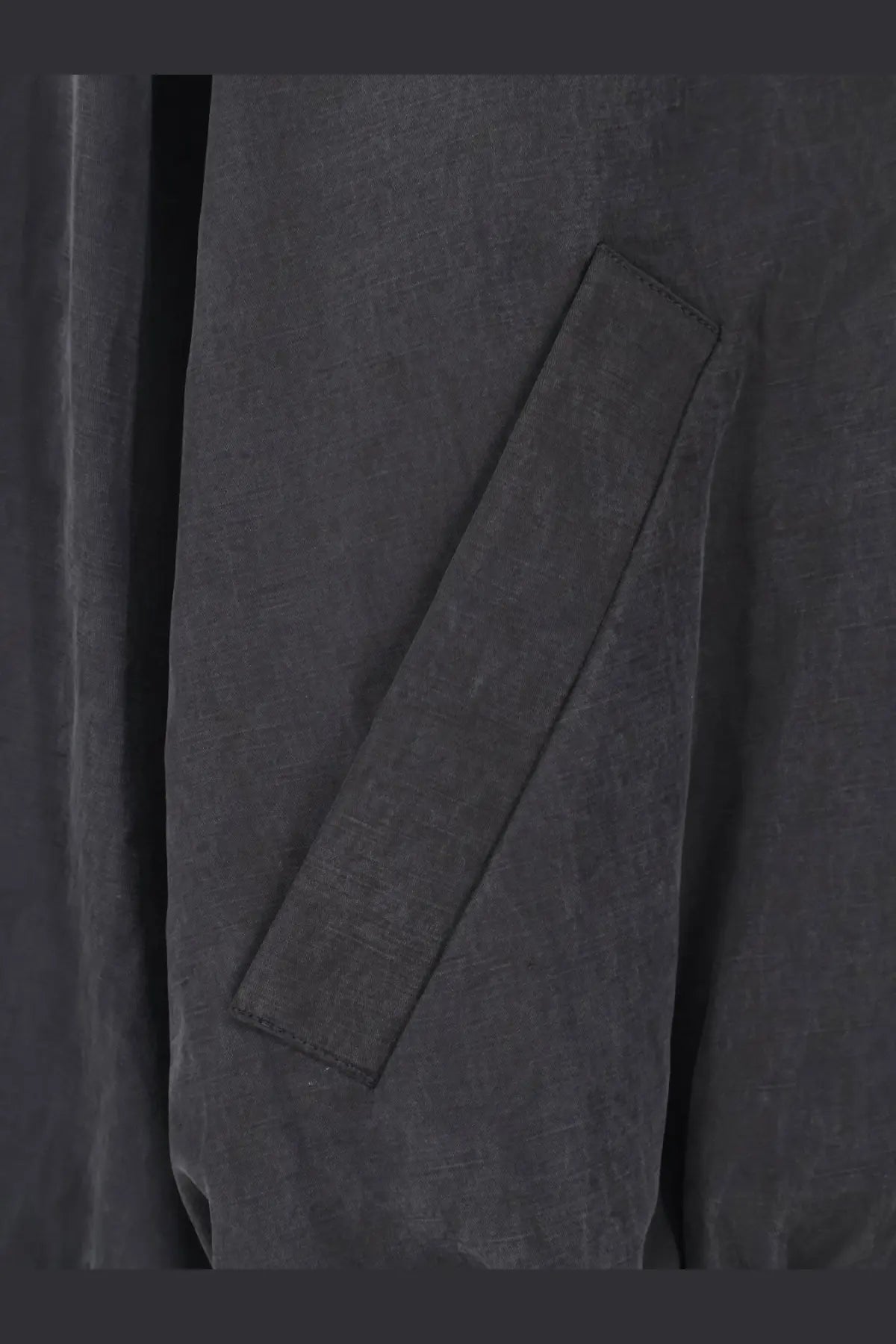 AlySi women’s dark gray lyocell and linen bomber jacket with subtle textured weave and stitched rectangular patch pocket