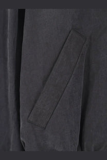 AlySi women’s dark gray lyocell and linen bomber jacket with subtle textured weave and stitched rectangular patch pocket