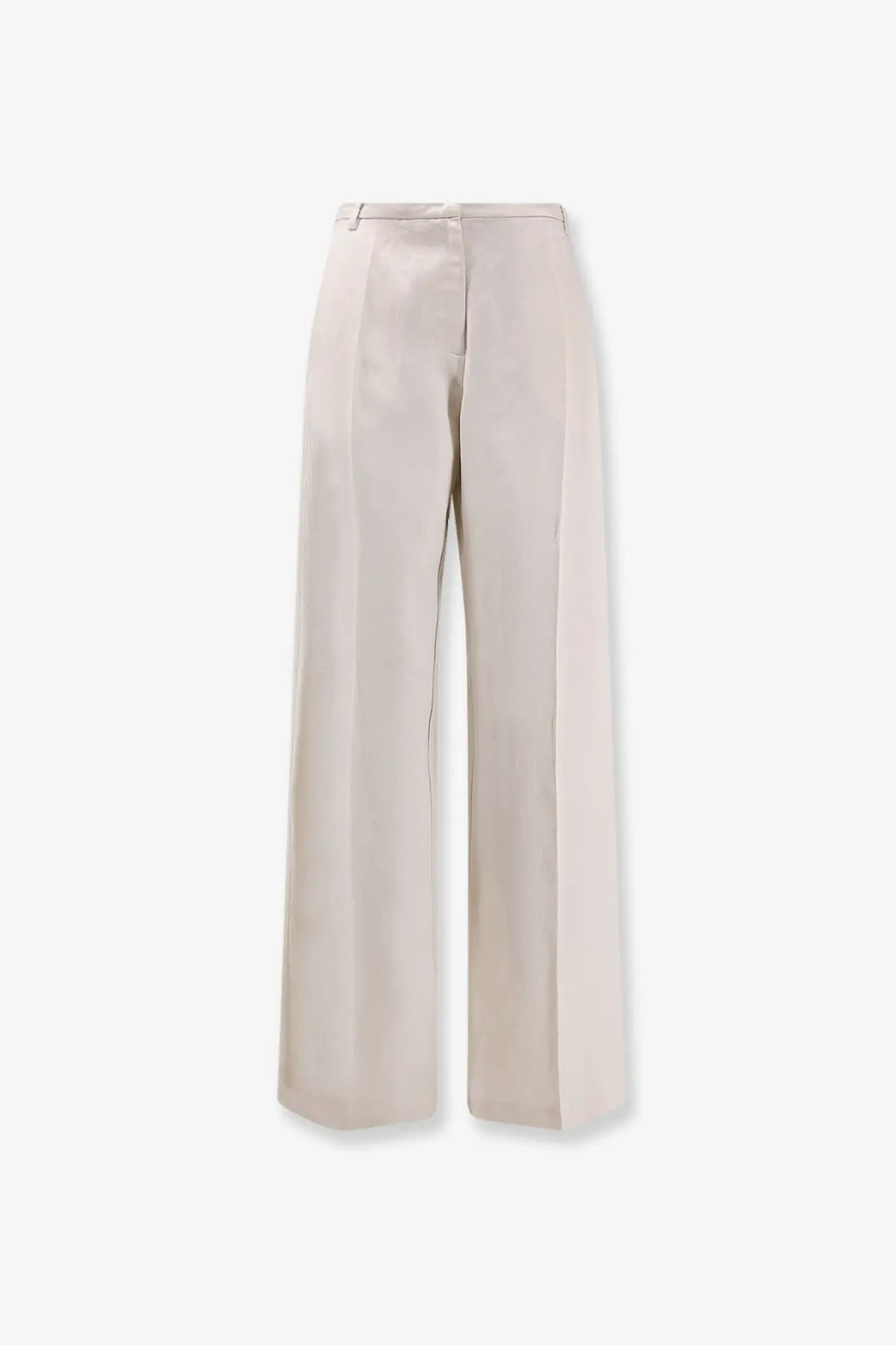 Cream-colored alysi women’s wide-leg trousers in lyocell and linen with smooth satin-like fabric and minimalist design