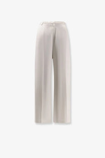 Cream-colored alysi women’s wide-leg trousers in smooth lyocell and linen fabric with clean tailoring gesso color
