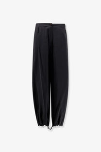 Alysi women’s black modal trousers with a sleek tapered silhouette and elastic cuffs for comfortable wear