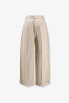 Alysi Women's Sartorial Viscose and Linen Trousers White, view 2