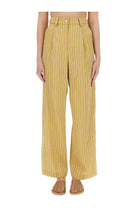 Alysi Women's Striped Satin Tailored Pants Beige