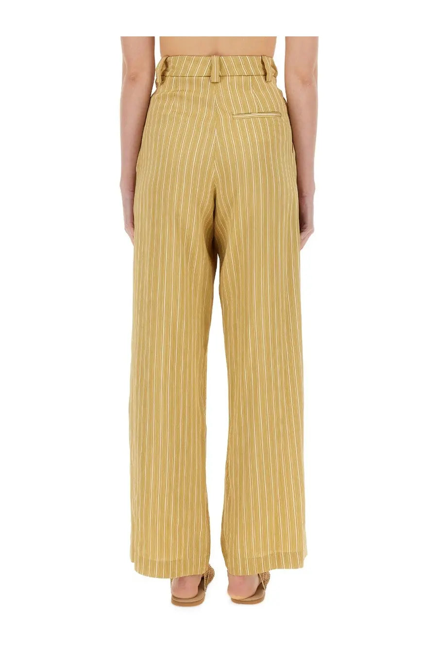 Alysi Women's Striped Satin Tailored Pants Beige, view 3