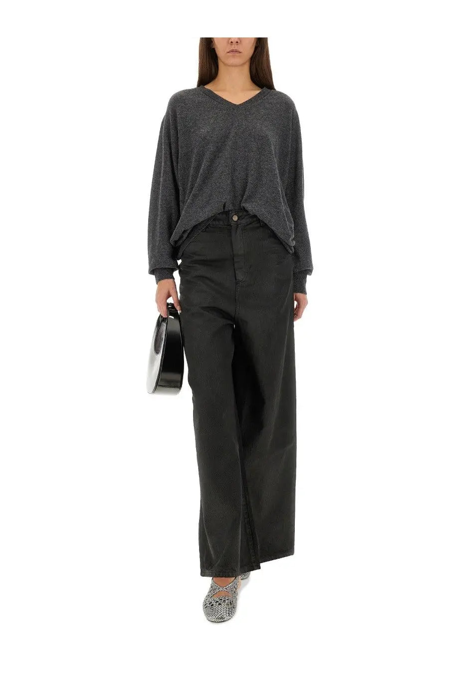 Alysi Women's Super Flare Denim Pants Black, view 2
