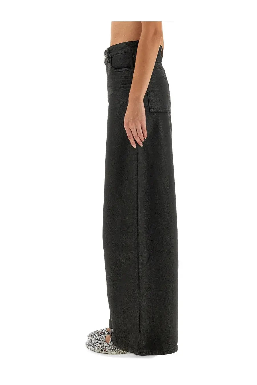 Alysi Women's Super Flare Denim Pants Black, view 4